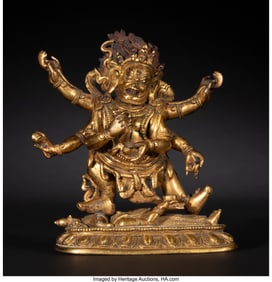 78149&colon; A Sino-Tibetan Gilt Bronze Figure of Mahakala&comma; 1