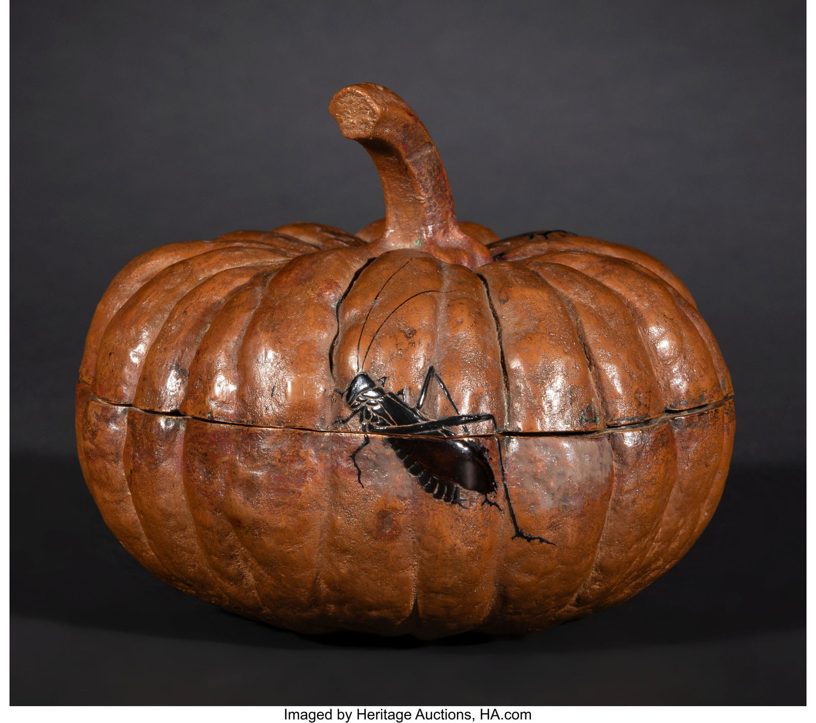 A Japanese Lacquered Pumpkin-Form Covered Box 4: A Japanese Lacquered Pumpkin-Form Covered Box 4 x 5 x 5 inches (10.2 x 12.7 x 12.7 cm) Property from the Estate of Robert Crowder HID03101062020 © 2025 Heritage Auc