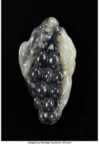 27052: A Chinese Black and White Jade Carving of a Squi