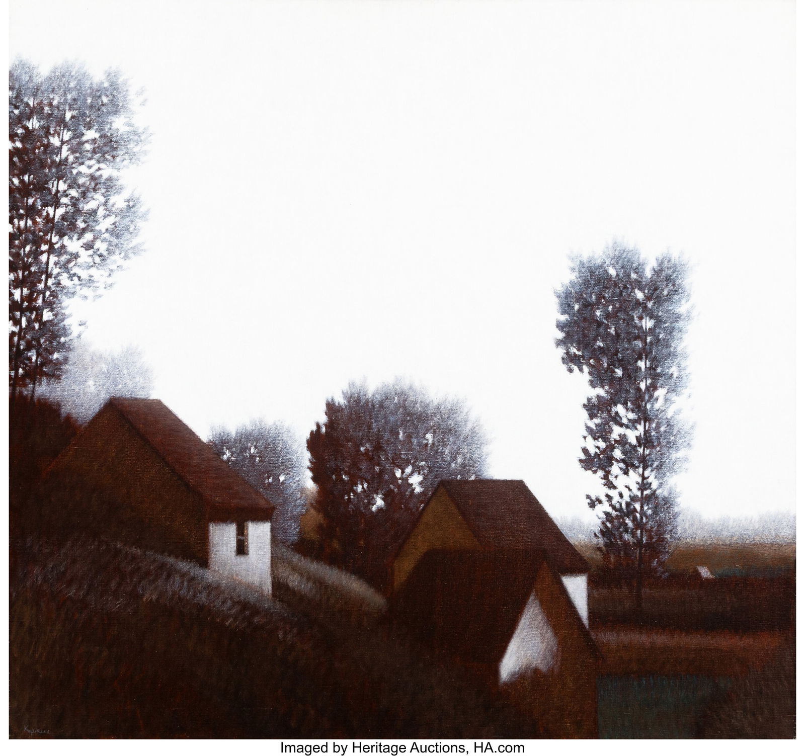 Robert Kipniss (American, b. 1931) Three Houses: Robert Kipniss (American, b. 1931) Three Houses Oil on canvas 34 x 36 inches (86.4 x 91.4 cm) Signed lower left: Kipniss HID03101062020 © 2025