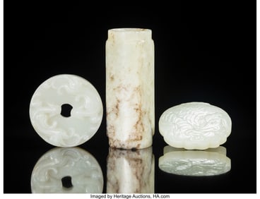 27058: A Group of Three Chinese Jade Carvings 3-3/8 x 1