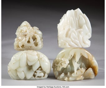 27060: A Group of Four Chinese Jade Carvings 2-3/4 x 2-
