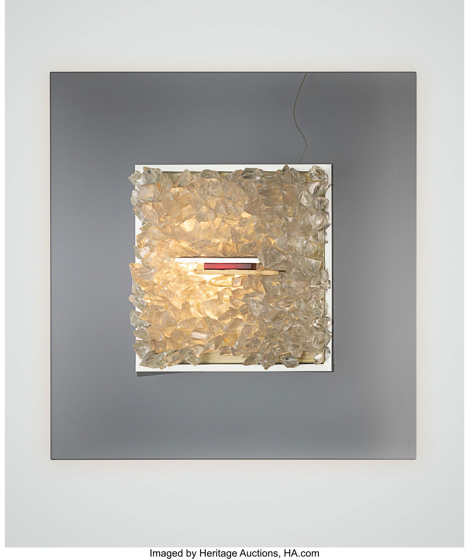 Angelo Brotto Illuminated Wall Panel Italy, circ: Angelo Brotto Illuminated Wall Panel Italy, circa 1970 Glass, metal 31-1/2 x 31-1/2 x 7-1/2 inches (80.0 x 80.0 x 19.1 cm) (overall) PR