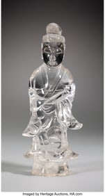 27063: A Chinese Rock Crystal Carved Figure of Guanyin