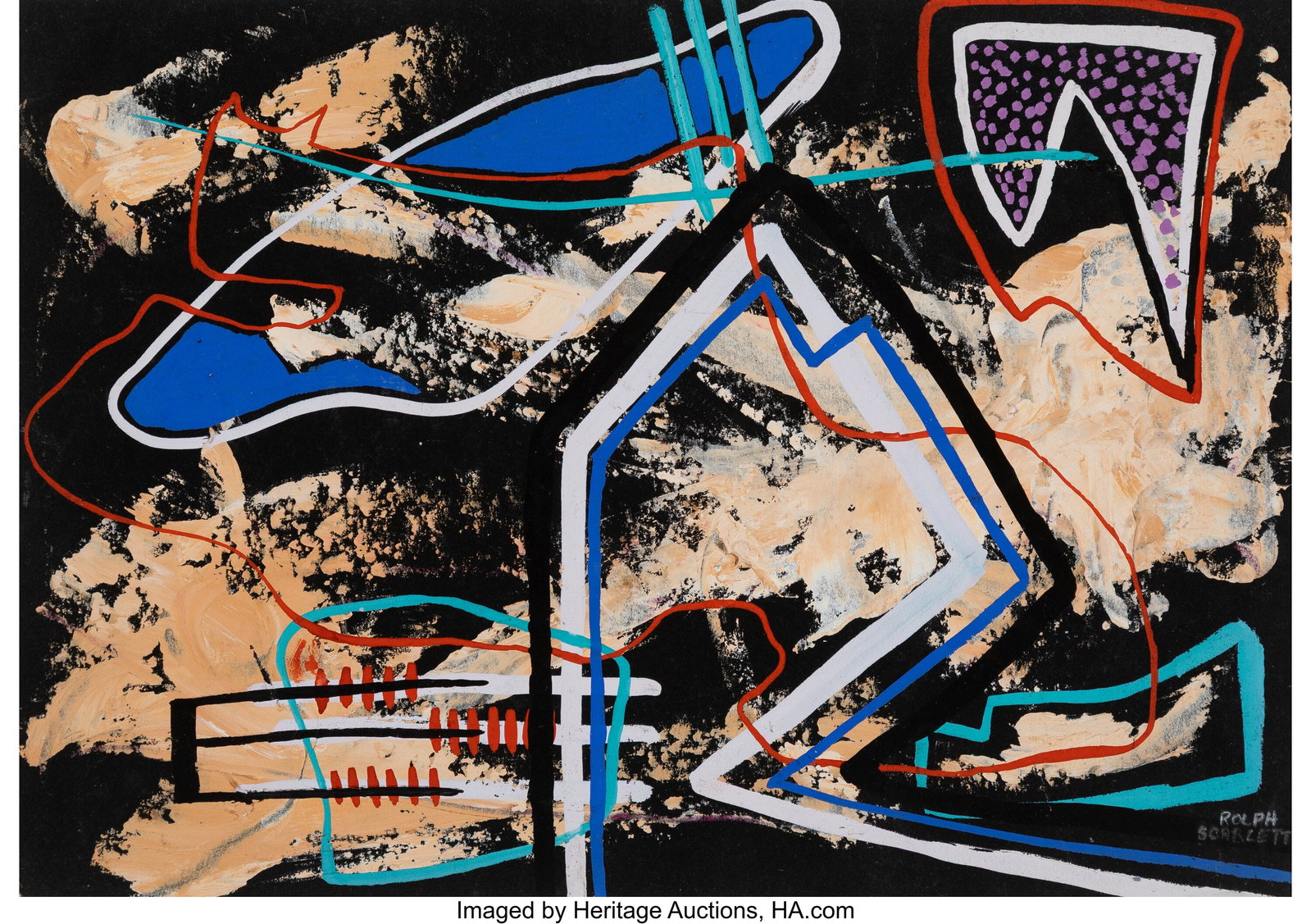 Rolph Scarlett (Canadian/American, 1889-1984) Un: Rolph Scarlett (Canadian/American, 1889-1984) Untitled abstract Mixed media on board 9-3/4 x 13-5/8 inches (24.8 x 34.6 cm) Signed lower right&colon