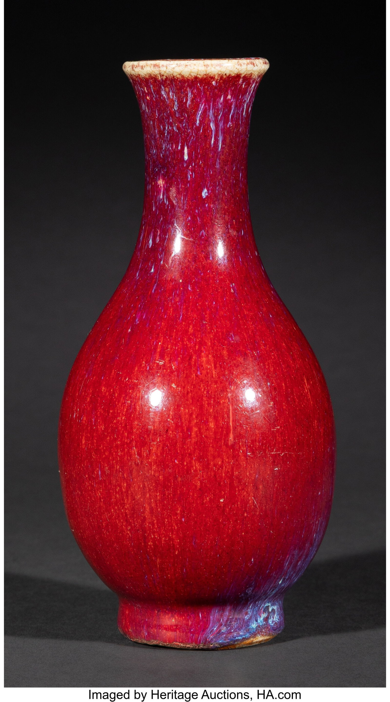 A Chinese Flambé-Glazed Vase, 19th century 6-7/: A Chinese Flambé-Glazed Vase, 19th century 6-7/8 x 3-1/4 x 3-1/4 inches (17.5 x 8.3 x 8.3 cm) Accompanied by fitted case Property from the Colle