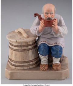 27017: A Gardner Porcelain Factory Figure: A Man Drinki
