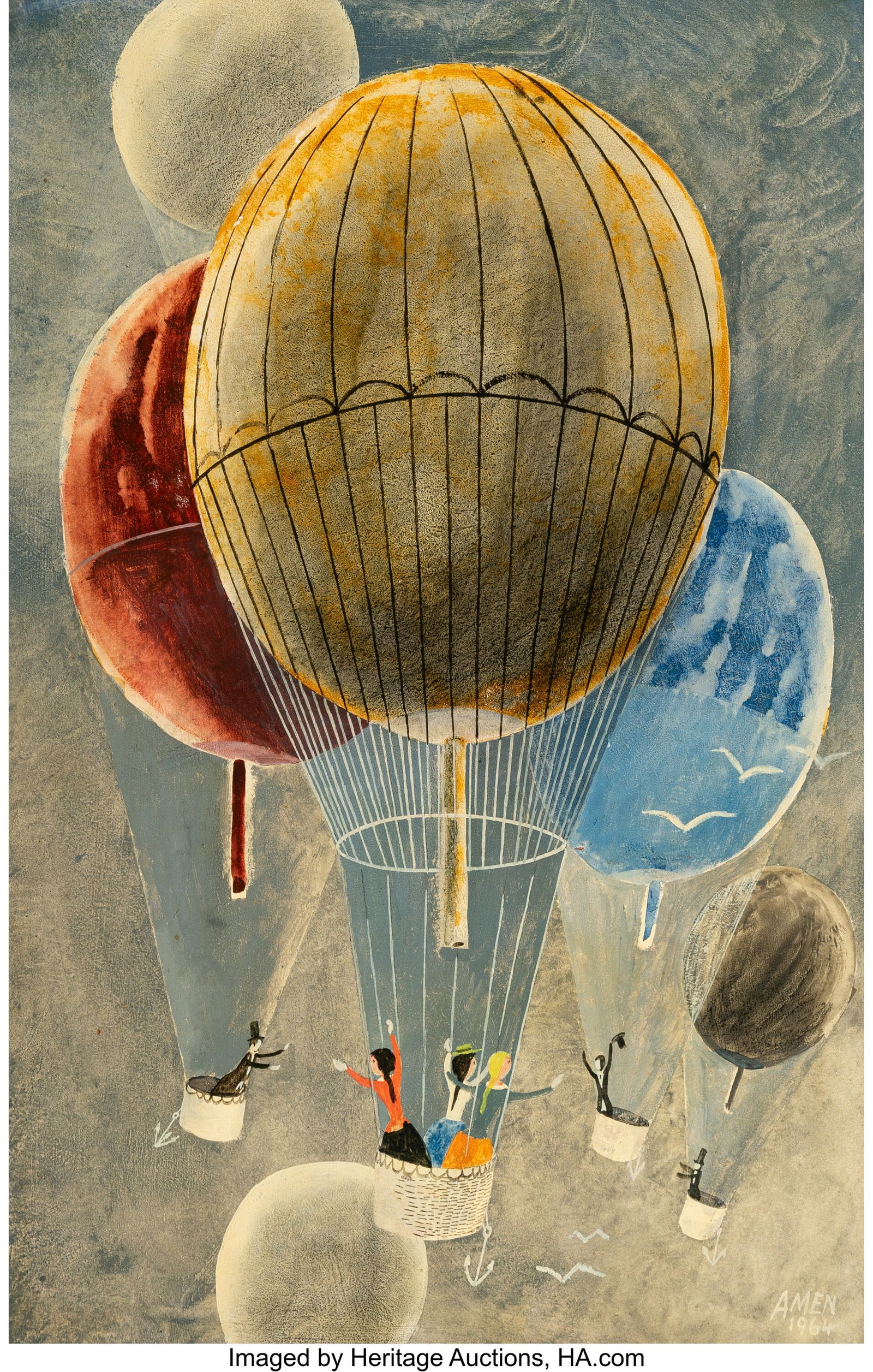 Amen (20th Century) Balloons, 1964 Oil on board (1 of 2)