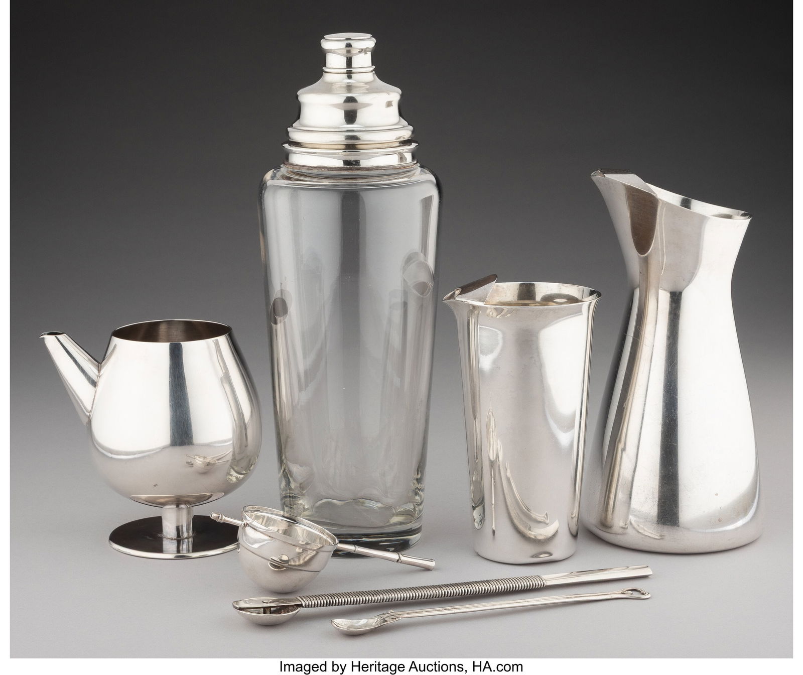 Seven Silver and Glass Table Articles Marks to t (1 of 4)