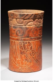 70022&colon; A Maya Cylinder Vase  Mesoamerica&comma; Late Classic&comma;