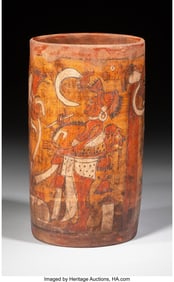 70027&colon; A Maya Polychrome Cylinder Vase  Mesoamerica&comma; La
