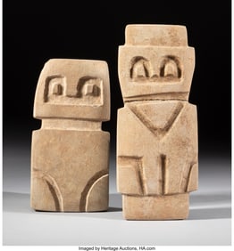 70045&colon; Two Valdivia Stone Figures  Ecuador&comma; c&period; 2300-200