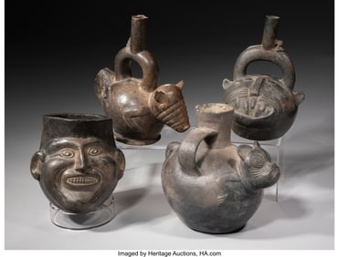 70047&colon; Four Chimu Blackware Vessels  Peru&comma; c&period; 100-1300 