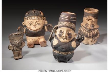 70049&colon; Four Chancay Figures&comma; cuchimilcos  Peru&comma; c&period; 1000