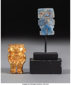 70059&colon; A Quimbaya Gold Figure and a Moche Stone Figure 