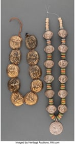70067&colon; Two Strands of Moche Ornaments  Peru&comma; c&period; 500-900