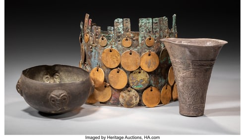 70069&colon; Three Peruvian Metal Items  Peru&comma; 1000-1400 AD  
