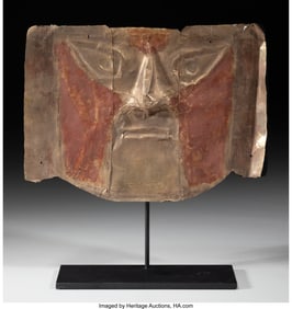70070&colon; A Sican Lambayeque Sheet Gold Mask  Peru&comma; c&period; 750
