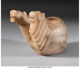 70073&colon; A Rare Inca Stone Canopa with Two Heads  Peru&comma; c