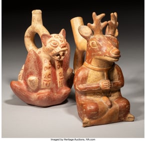 70074&colon; Two Moche Stirrup Spout Vessels  Peru&comma; c&period; 300-70
