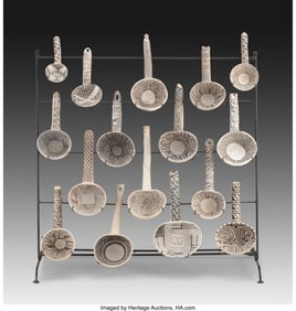 70077&colon; Sixteen Anasazi Black-on-White Ladles  c&period; 1150 -