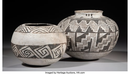 70078&colon; Two Anasazi Black-on-White Jars  c&period; 1150 - 1350 