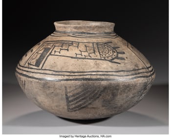 70090&colon; A Cuyamungue Black-on-Tan Jar  c&period; 1475 - 1525  O