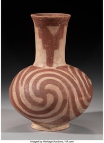 70098&colon; A Quapaw White-on-Red Water Vessel   c&period; 1500 –