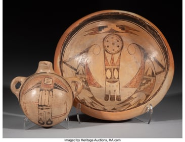 70132&colon; Two Hopi Polychrome Pottery Items  c&period; 1920 and 1