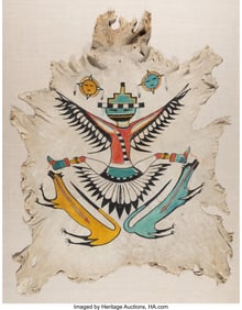 70134&colon; A Zuni Pictorial Painted Hide  c&period; 1935  The soft