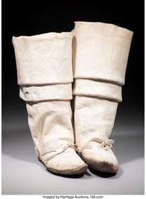 70135&colon; A Pair of Rare Pueblo Beaded Hide Boot Moccasins
