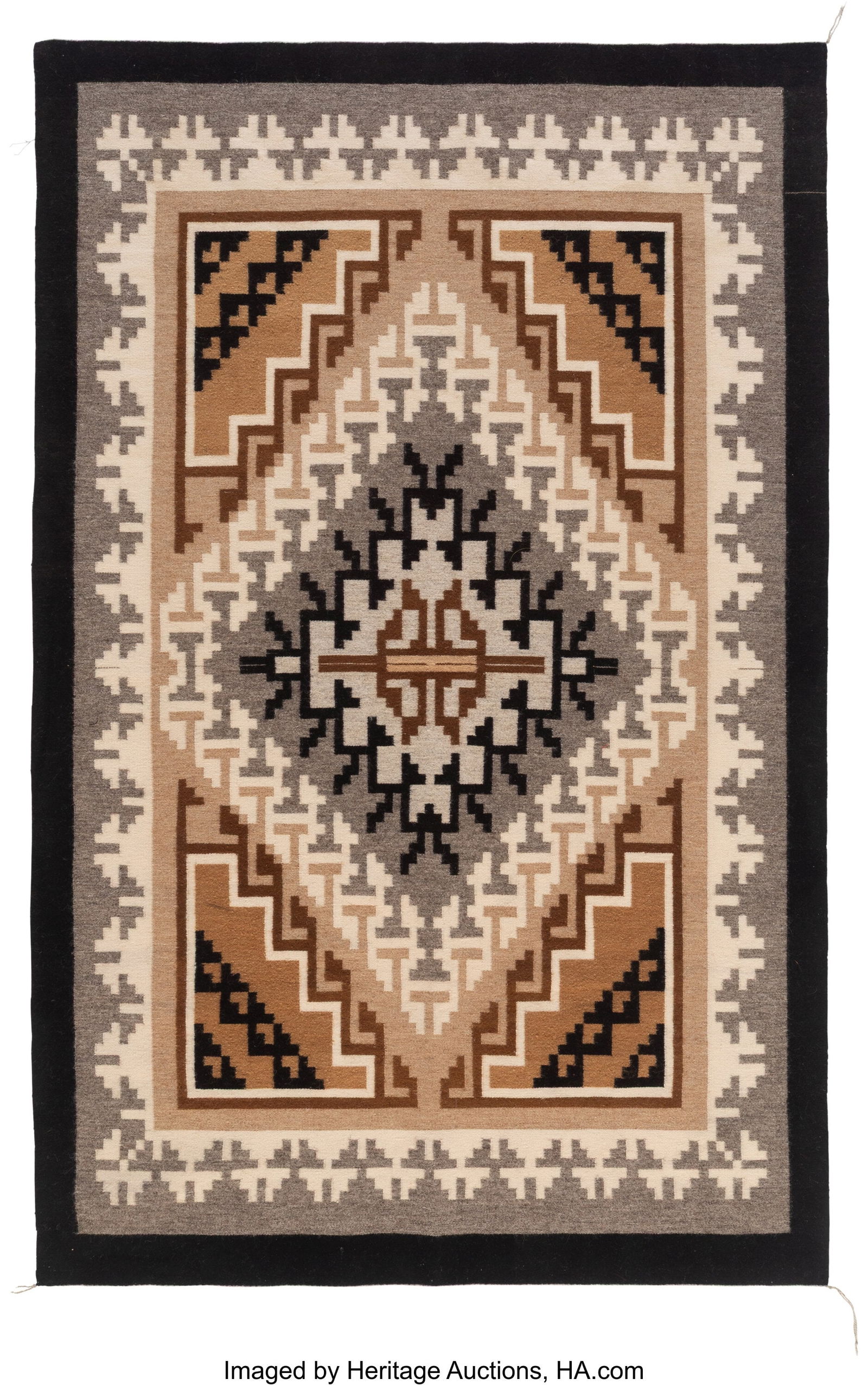 A Navajo Regional Rug Two Grey Hills c. 1970: A Navajo Regional Rug Two Grey Hills c. 1970 Constructed of native handspun wool with aniline dyes. Dimensions: 64 x 41 inches HID03101062020 © 2025 Heritage Auctions | A