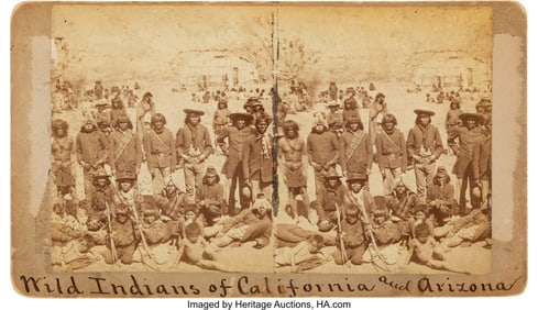 70157&colon; A Stereo View Card "Wild Indians"    Stereo view