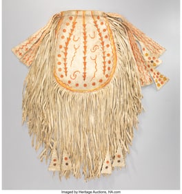 70170&colon; A Large Apache Painted Hide Drawstring Pouch  c&period;