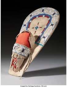 70175&colon; A Ute Beaded Hide Model Cradleboard  c&period; 1895  Co