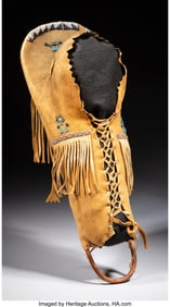 70178&colon; A Paiute Beaded Hide Model Cradleboard  c&period; 1910 