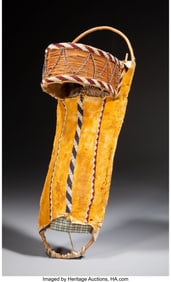70180&colon; An Apache Beaded Hide Model Cradleboard   c&period; 189