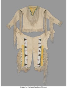 70192&colon; A Ute Beaded Hide War Shirt and Matching Legging