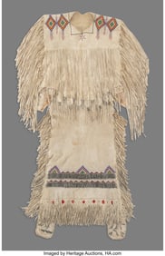 70193&colon; An Apache Girl's Beaded Hide Puberty Dress   c&period; 