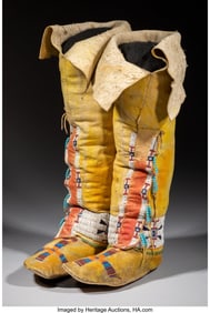 70199&colon; A Pair of Southern Cheyenne Boot Moccasins   c&period; 