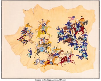 70217&colon; A Contemporary Beaded Hide Depicting Custer's La