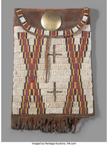 70219&colon; A Cheyenne Beaded Leather Dispatch Case  c&period; 1890