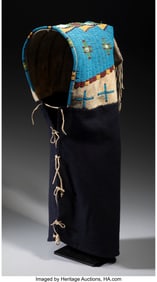 70221&colon; A Sioux Beaded Hide and Cloth Cradle  c&period; 1890  B