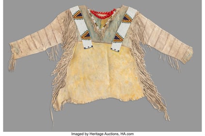 70225&colon; A Sioux Beaded Hide War Shirt   c&period; 1890  The shi