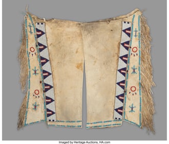 70227&colon; A Pair of Sioux Pictorial Beaded Hide Leggings  