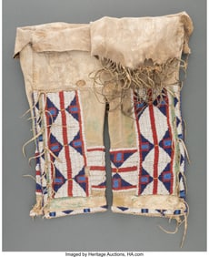 70228&colon; A Pair of Sioux Woman's Beaded Hide Leggings  c&period;