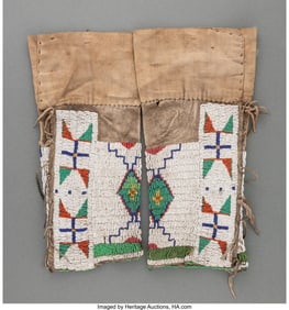 70233&colon; A Pair of Sioux Woman's Beaded Hide Leggings  c&period;