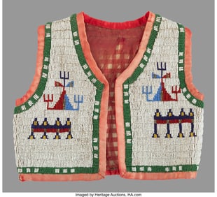70234&colon; A Sioux Child's Beaded Hide Vest  c&period; 1900  const