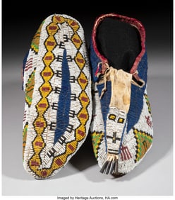 70236&colon; A Pair of Sioux Beaded Hide Ceremonial Moccasins