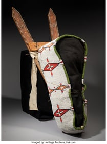 70241&colon; A Cheyenne Beaded Hide Baby Carrier   c&period; 1910  S
